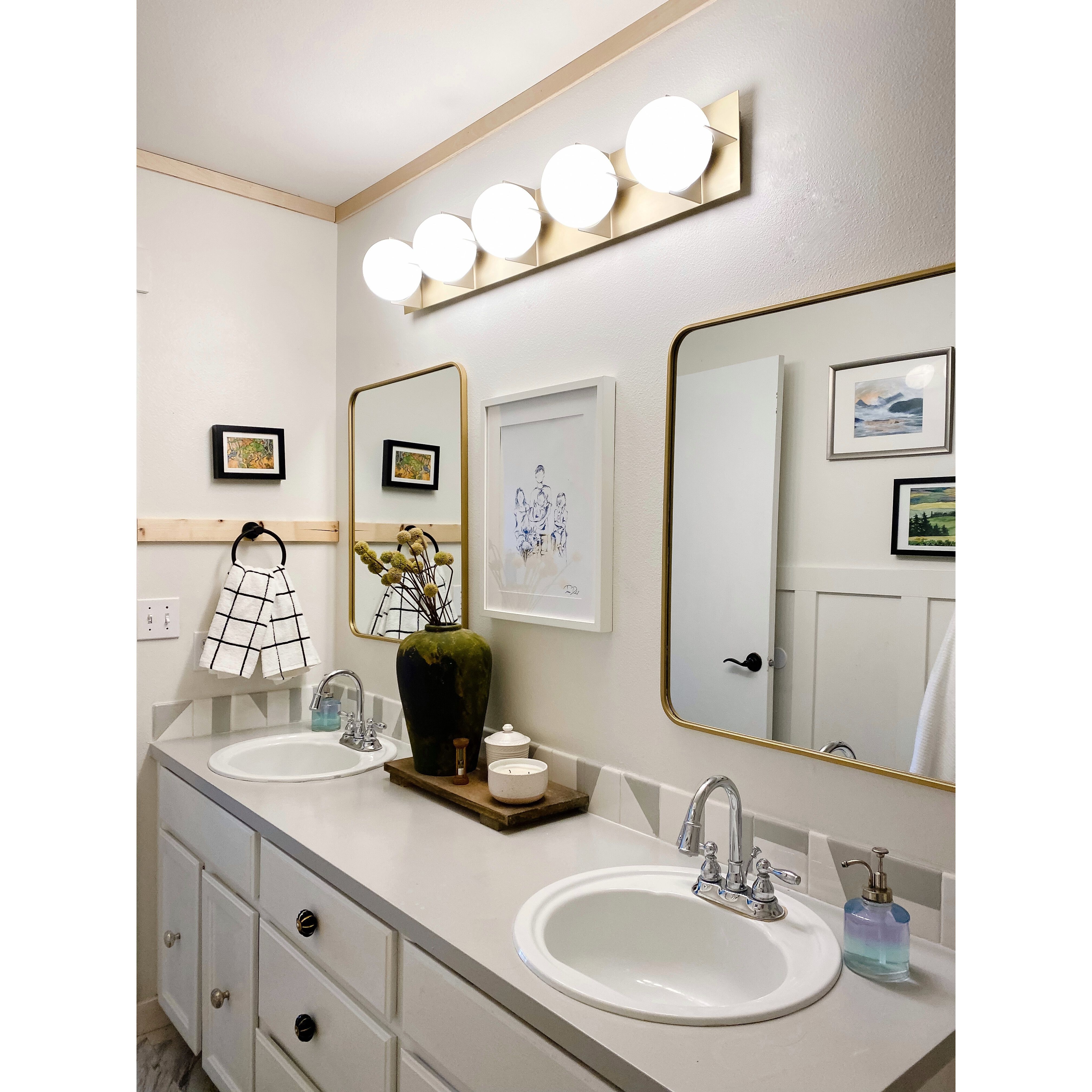 Finn 5 Light 43.5 inch Satin Brass/Brushed Platinum Vanity Light Wall Light