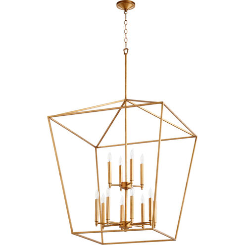 Gabriel 12 Light 29 inch Gold Leaf Foyer Pendant Ceiling Light, Quorum Home