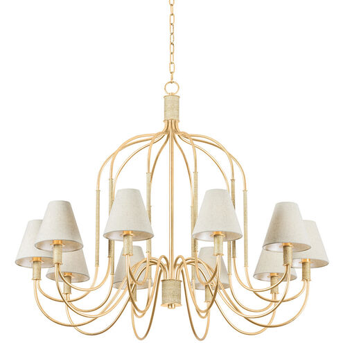 Warrensburg 10 Light 44 inch Vintage Gold Leaf Chandelier Ceiling Light