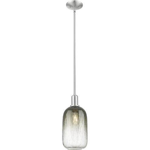 Downtown Urban Brookhaven Cloche 1 Light 7 inch Brushed Satin Nickel Mini Pendant Ceiling Light in Slate Glass