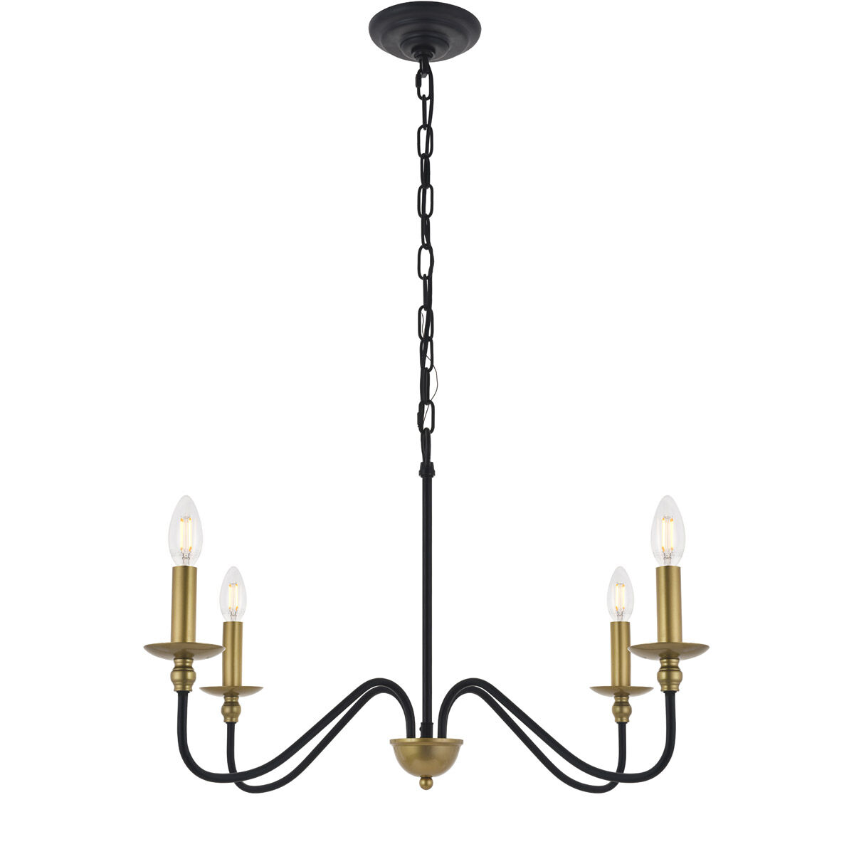 Rohan 4 Light 30 inch Matte Black and Brass Chandelier Ceiling Light in Brass and Black