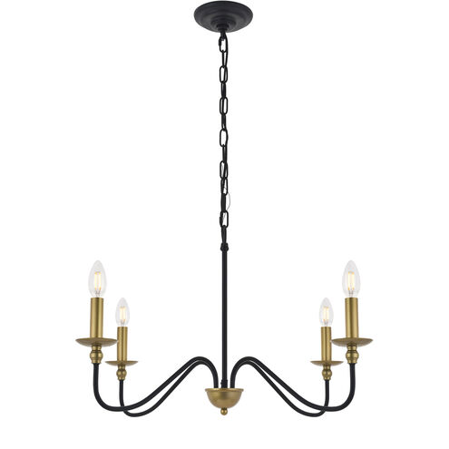Rohan 4 Light 30 inch Matte Black and Brass Chandelier Ceiling Light in Brass and Black