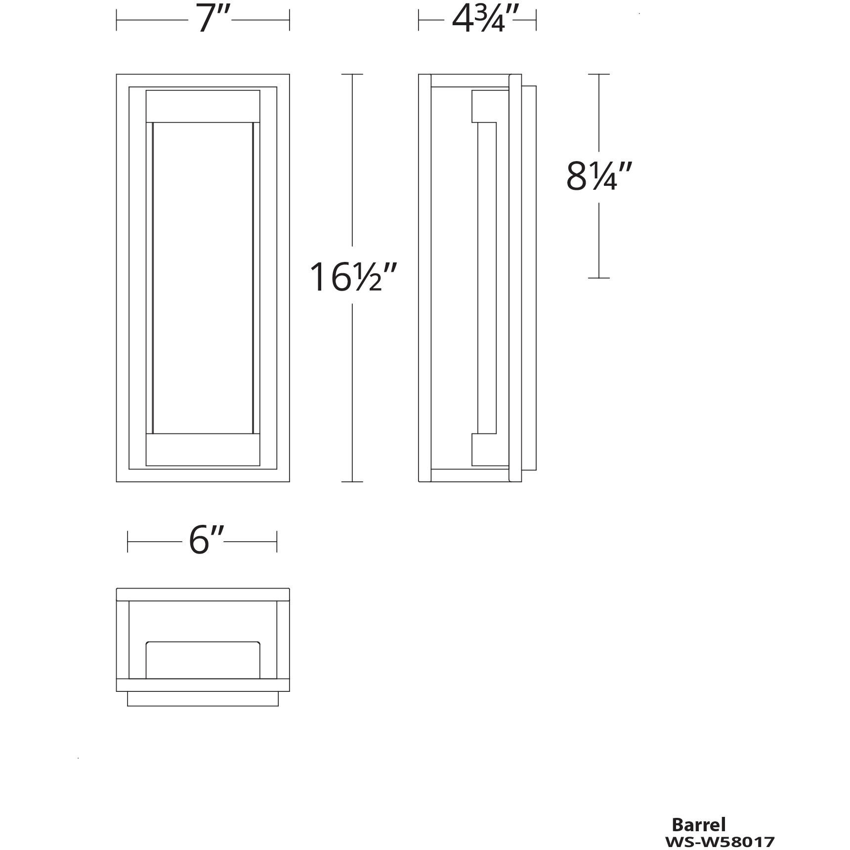 Elyse LED 16.5 inch Black Outdoor Wall Light in 17in.