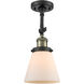 Franklin Restoration Small Cone LED 6 inch Black Antique Brass Semi-Flush Mount Ceiling Light in Matte White Glass, Franklin Restoration