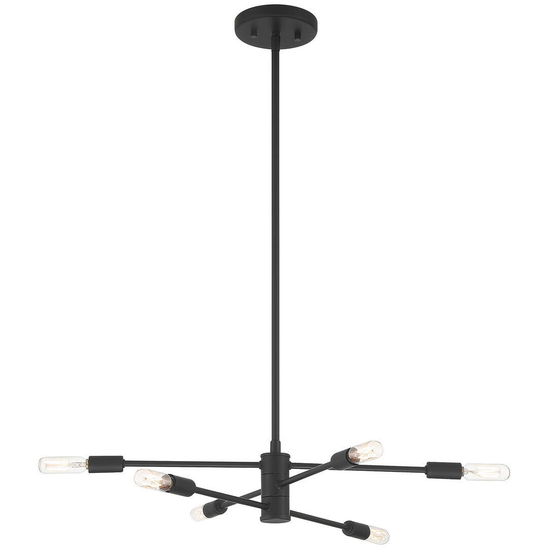 Lyrique 6 Light 21.75 inch Matte Black Chandelier Ceiling Light