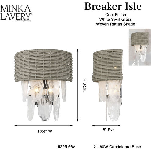 Breakers Isle 4 Light 16.38 inch Coal Wall Sconce Wall Light