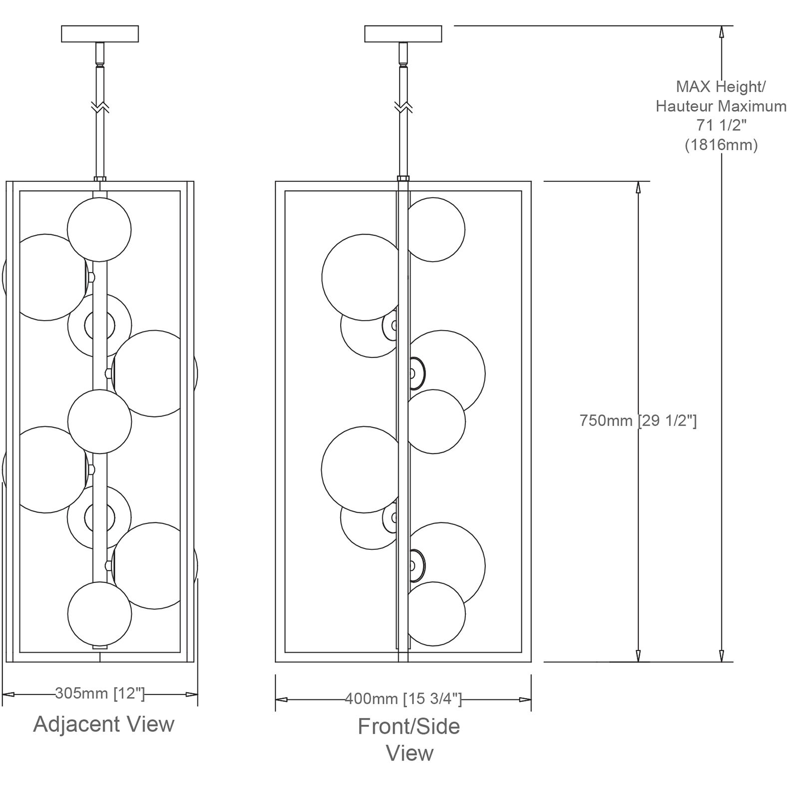 Glasgow 9 Light 15.75 inch Matte Black with Vintage Bronze Pendant Ceiling Light