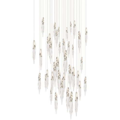 Beyond Kindjal LED 36 inch Polished Nickel Multi-Light Pendant Ceiling Light, Square Canopy