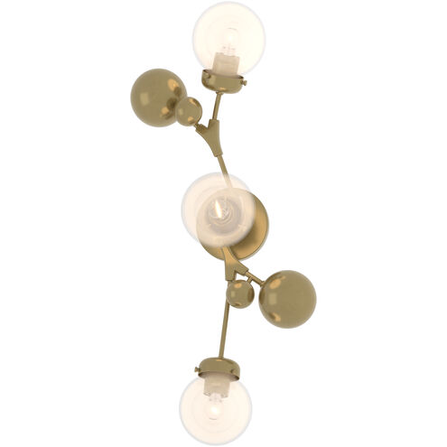 Sprig 3 Light 12.9 inch Modern Brass Sconce Wall Light in Opaline