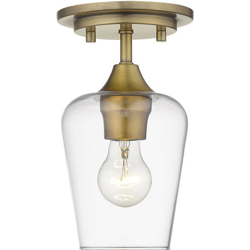 Joliet 1 Light 5.5 inch Olde Brass Flush Mount Ceiling Light