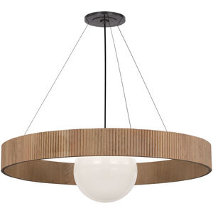 Windsor Smith Arena LED 42 inch Bronze and Natural Oak Ring and Globe Chandelier Ceiling Light