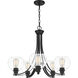 Pruitt 5 Light 27 inch Matte Black Chandelier Ceiling Light