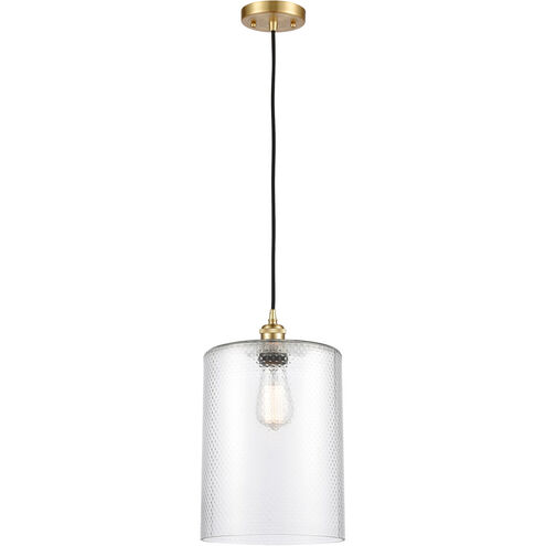 Ballston Large Cobbleskill LED 9 inch Satin Gold Mini Pendant Ceiling Light in Clear Glass, Black Textured, Ballston