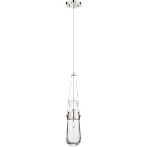 Milan 1 Light 4.38 inch Polished Nickel Pendant Ceiling Light in Clear Glass