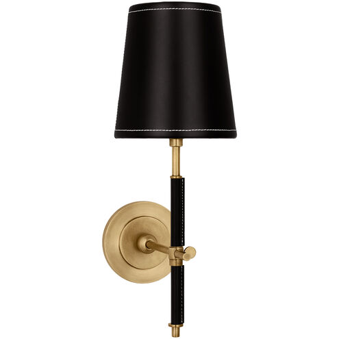 Thomas O'Brien Bryant LED 5.5 inch Hand-Rubbed Antique Brass and Chocolate Leather Wrapped Sconce Wall Light
