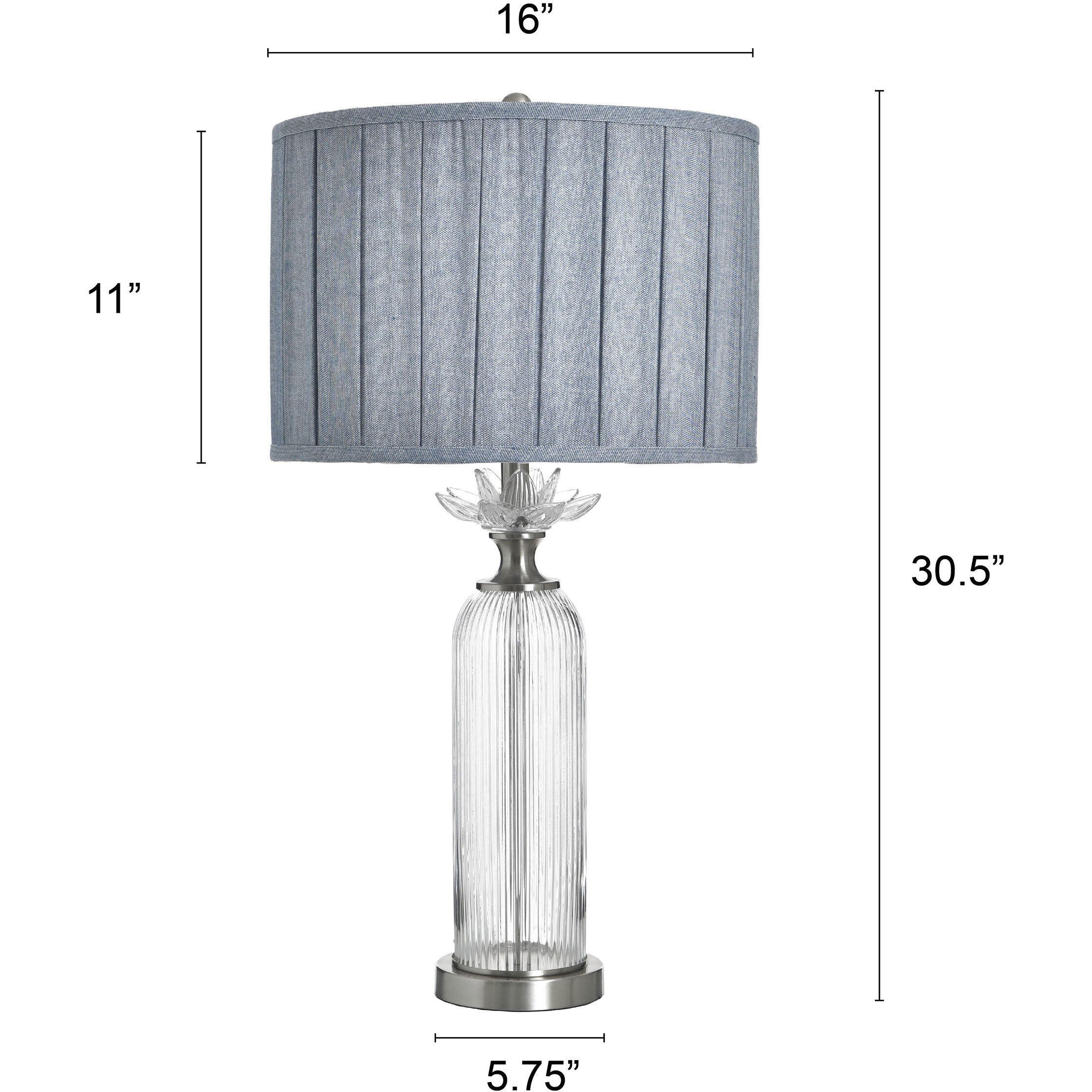 Cameron 30.5 inch 100 watt Lotus Silver and Blue Table Lamp Portable Light