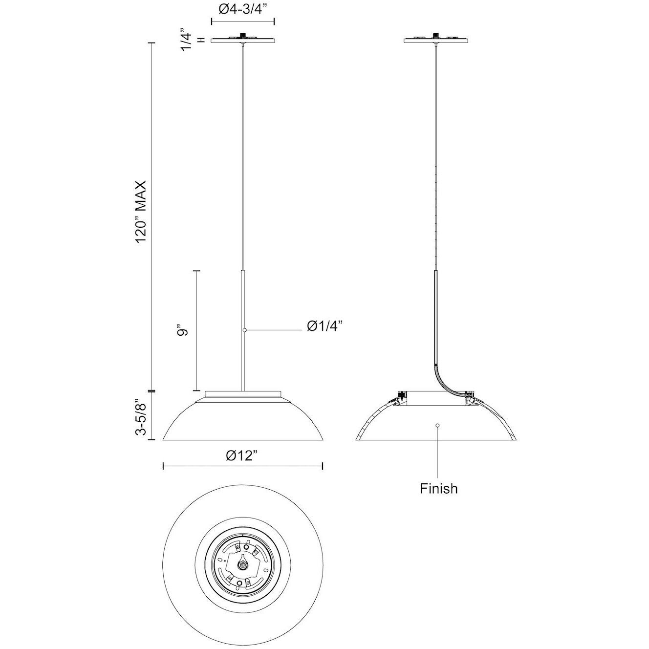 Magellan LED 12 inch Black and Clear Acrylic Light Guide Pendant Ceiling Light