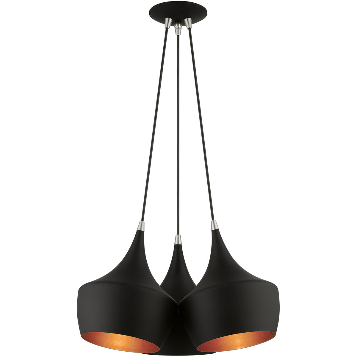 Waldorf 3 Light 20.5 inch Black Cluster Pendant Ceiling Light