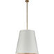 Calor 3 Light 24.88 inch Vintage Brass and White Linen with Gold Parchment Pendant Ceiling Light