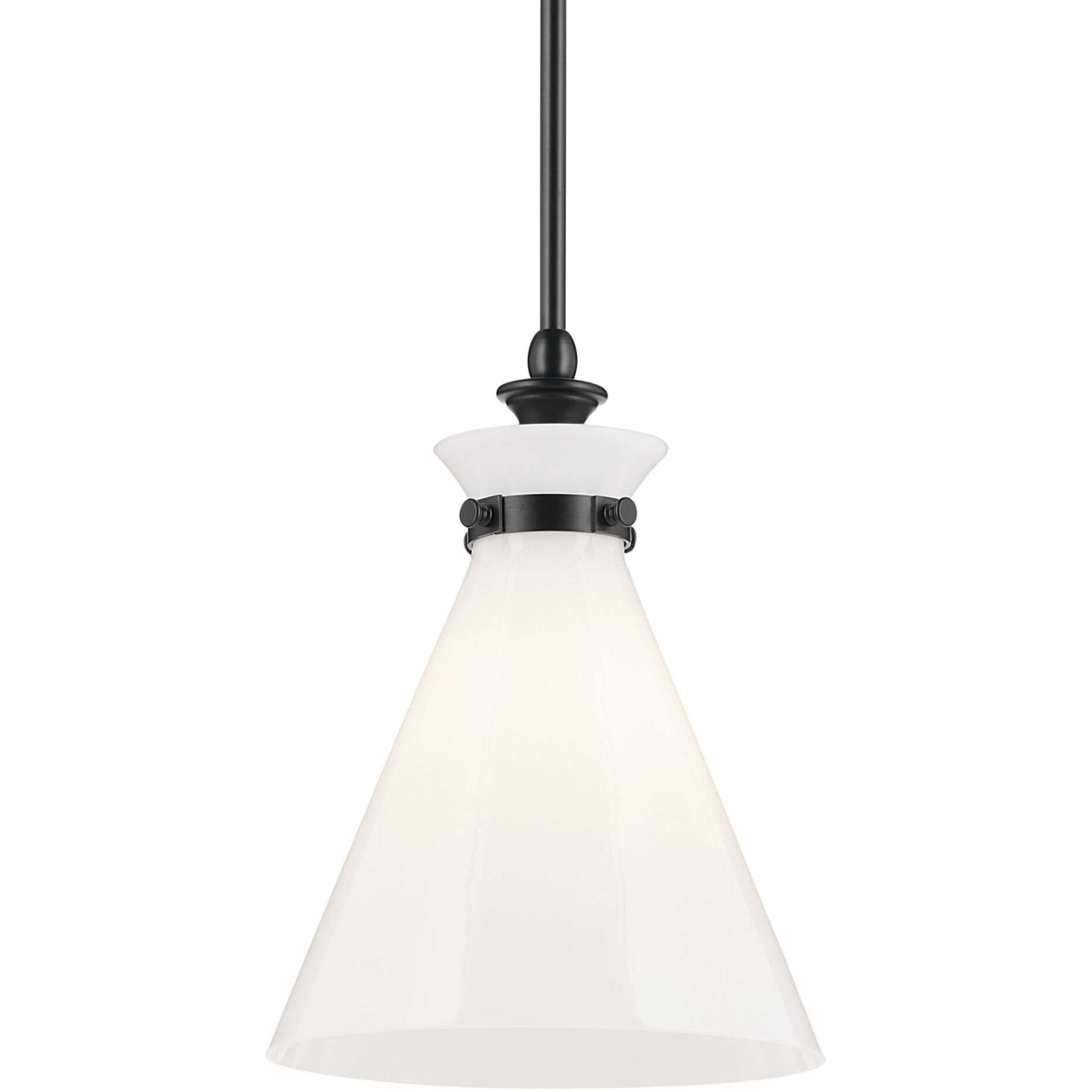 Laria 1 Light Black Pendant Ceiling Light in Opal