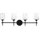 Aria 4 Light 31.25 inch Matte Black Bath Light Wall Light, Extra Large