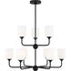 Emile 9 Light 30 inch Midnight Black Chandelier Ceiling Light