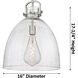 Newton Bell 1 Light 16 inch Champagne Bronze Pendant Ceiling Light in Clear Glass