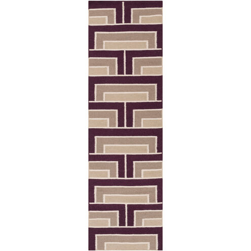Paddington 63 X 39 inch Dark Purple, Taupe, Beige, Dark Brown Rug