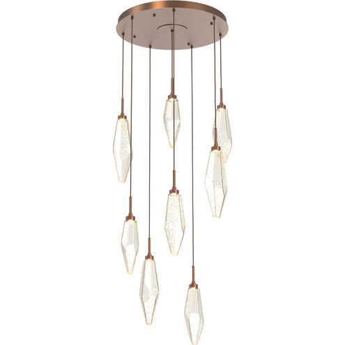 Rock Crystal LED 26.2 inch Burnished Bronze Chandelier Ceiling Light in Chilled Amber, 2700K LED, Round Multi-Port
