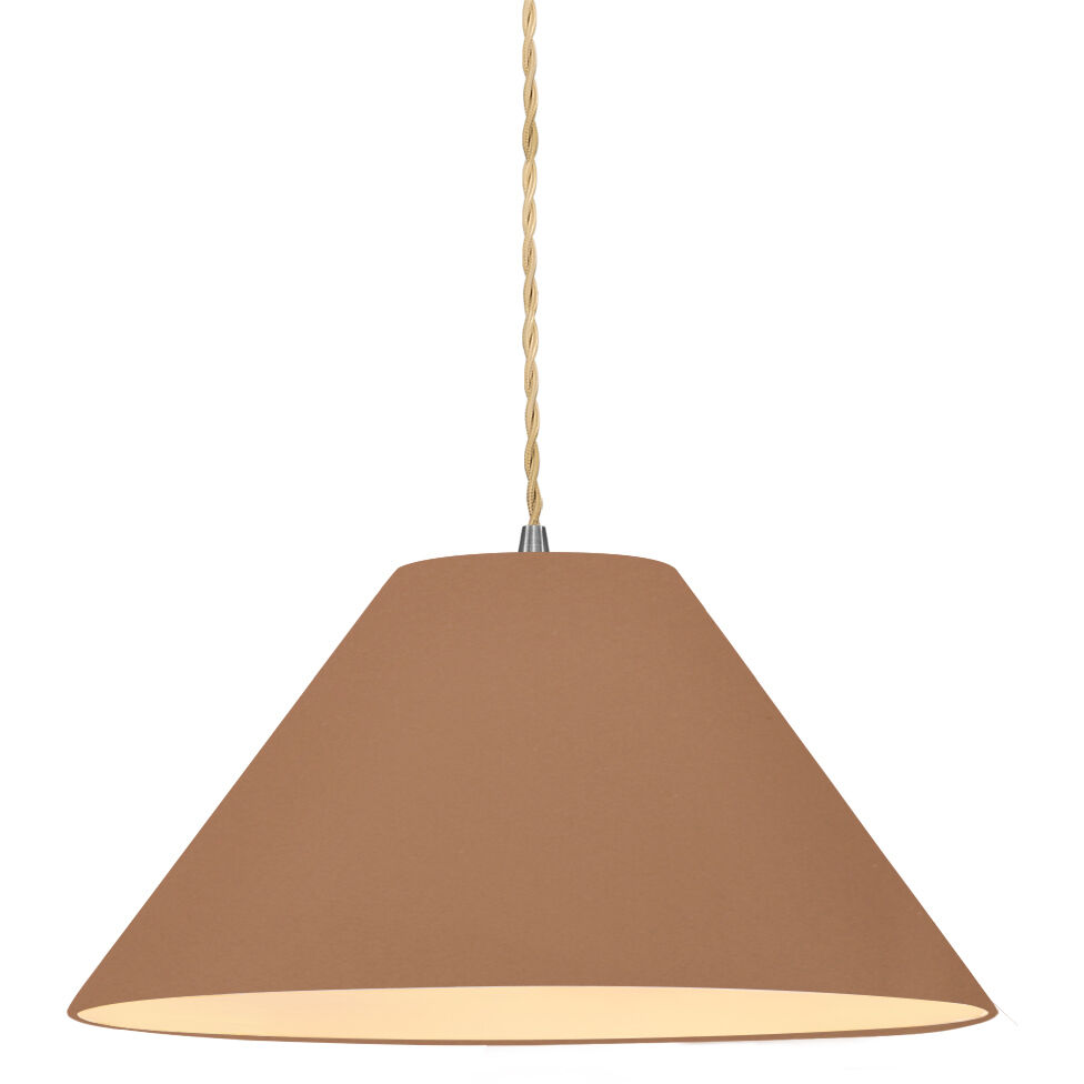 Radiance Collection - Avola Pendant Ceiling Light in Brushed Nickel, Replaceable Bulb, Beige Twist Cord, Adobe, 11W x 5.5H, Form+Finish+Function