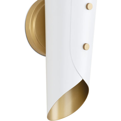 Vest 2 Light 47.5 inch White and Natural Brass Sconce Wall Light