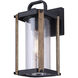 Aki 1 Light 12 inch Black and Wood Outdoor Wall Lantern