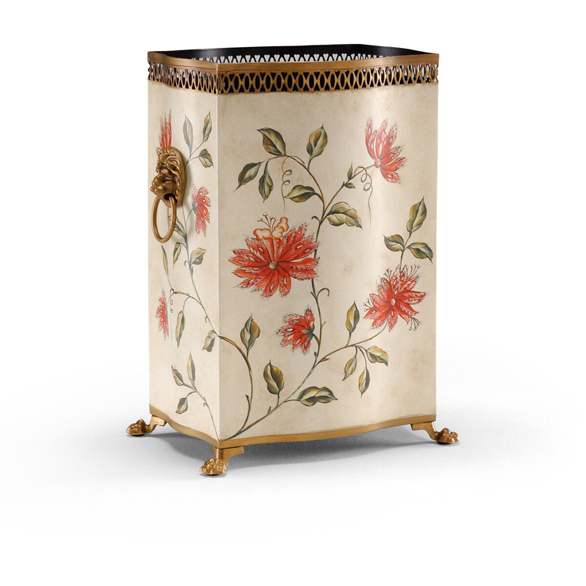 Chelsea House Hand Painted/Footed In Gold Wastebasket