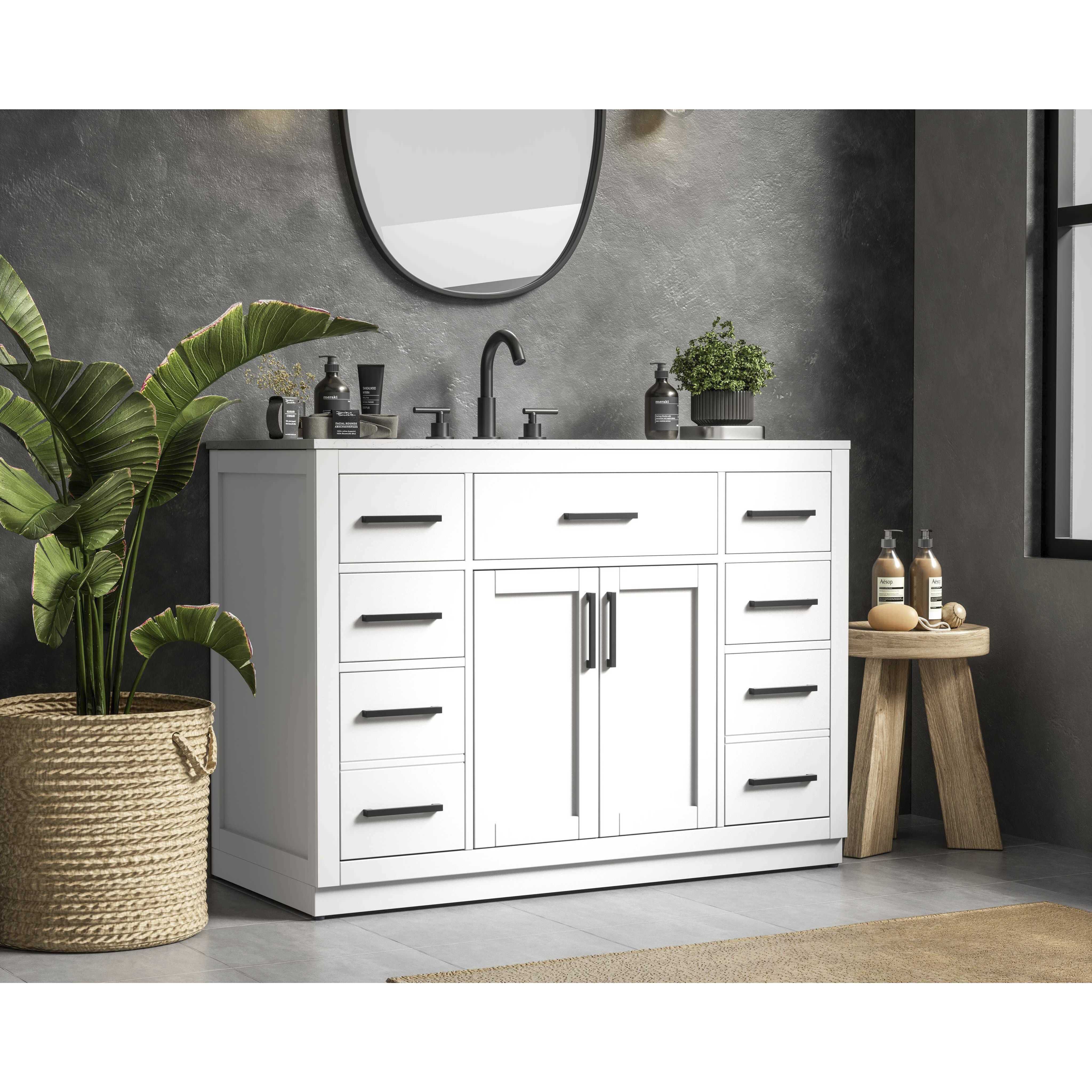 Alden 48 X 35 inch White Bathroom Vanity Cabinet