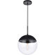 Eclipse 1 Light 12 inch Black Pendant Ceiling Light