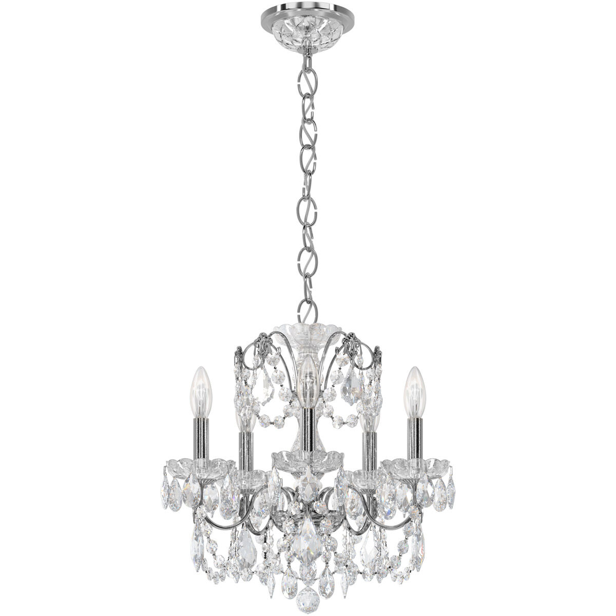 Century 5 Light 17 inch Polished Silver Chandelier Ceiling Light