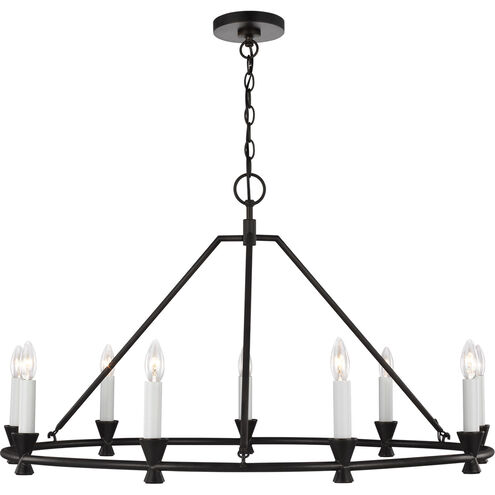 C&M by Chapman & Myers Keystone 9 Light 38 inch Aged Iron Chandelier Ceiling Light