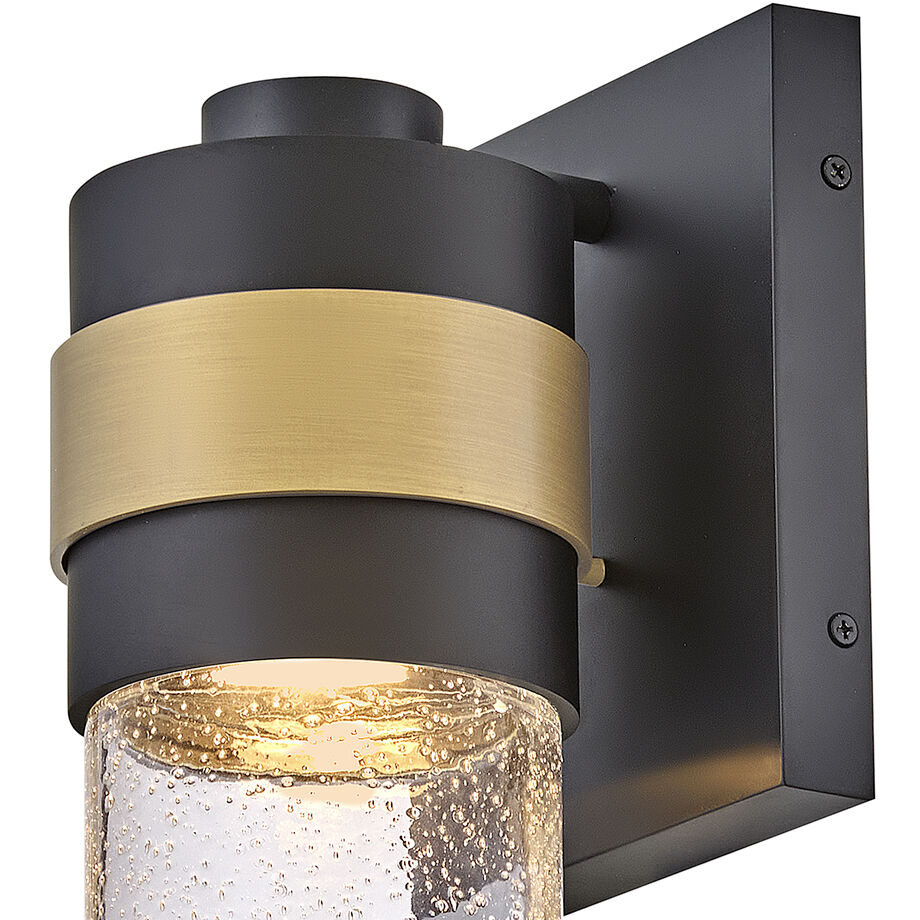 Albie 1 Light 18 inch Black with Antique Brass Outdoor Wall Mount