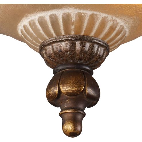 Restoration 3 Light 12 inch Golden Bronze Semi Flush Mount Ceiling Light