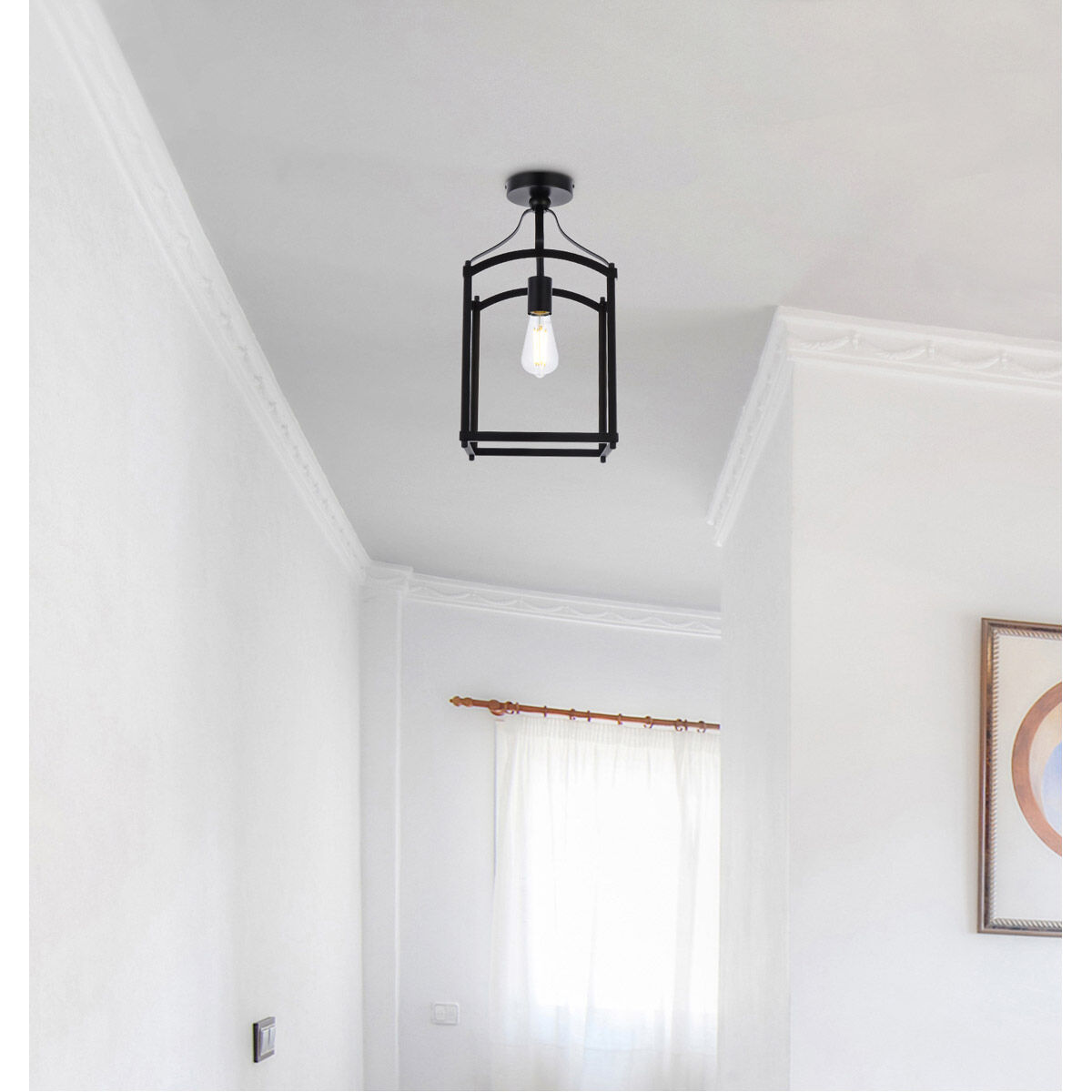 Janet 1 Light 10 inch Black Flush Mount Ceiling Light