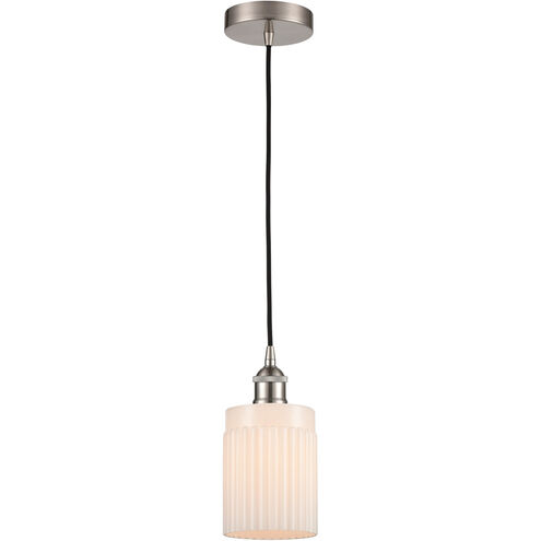Edison Hadley LED 4.5 inch Brushed Satin Nickel Mini Pendant Ceiling Light in Matte White Glass
