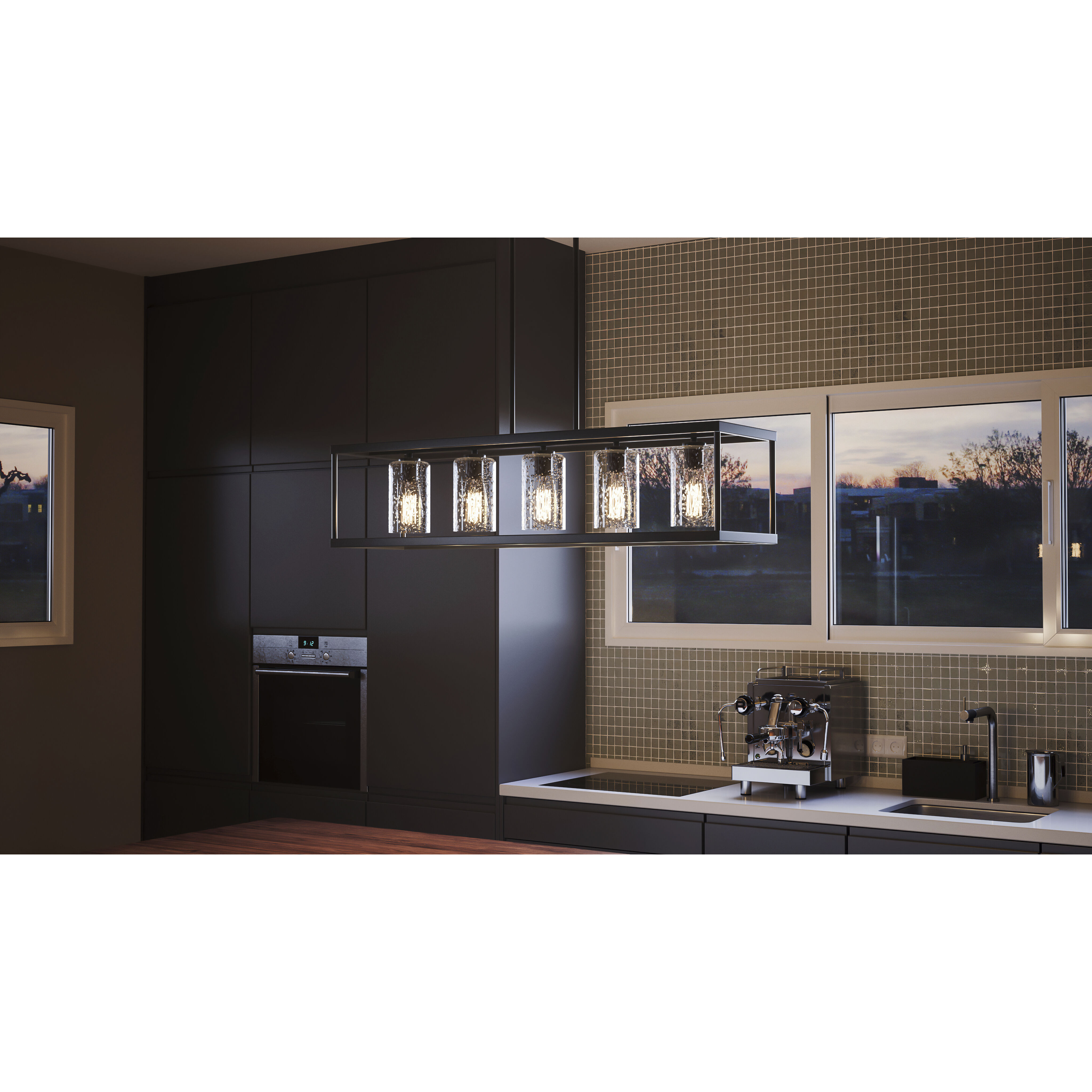 New Harbor 5 Light 38 inch Old Bronze Linear Chandelier Ceiling Light