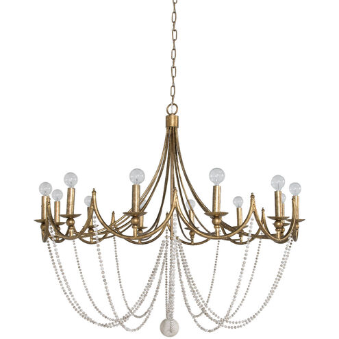 Sandra 12 Light 43.5 inch Antique Gold / Antique White Chandelier Ceiling Light