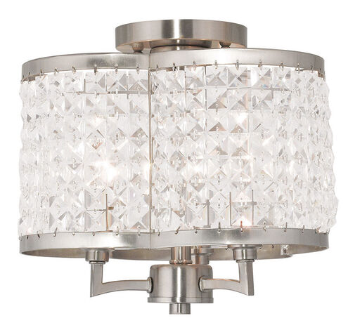 Grammercy 3 Light 12 inch Brushed Nickel Semi-Flush Mount Ceiling Light