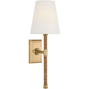 Chapman & Myers Basden LED 5.5 inch Antique-Burnished Brass and Natural Rattan Tail Sconce Wall Light