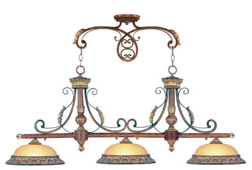 Villa Verona 3 Light 52 inch Verona Bronze with Aged Gold Leaf Accents Island Ceiling Light