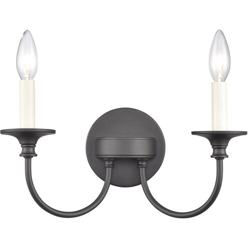 Cecil 2 Light 14 inch Matte Black with Off White Vanity Light Wall Light in Matte Black and Off White