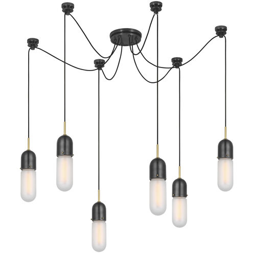 Thomas O'Brien Junio LED 9.5 inch Bronze and Brass Pendant Ceiling Light in Frosted Glass, Bronze and Hand-Rubbed Antique Brass