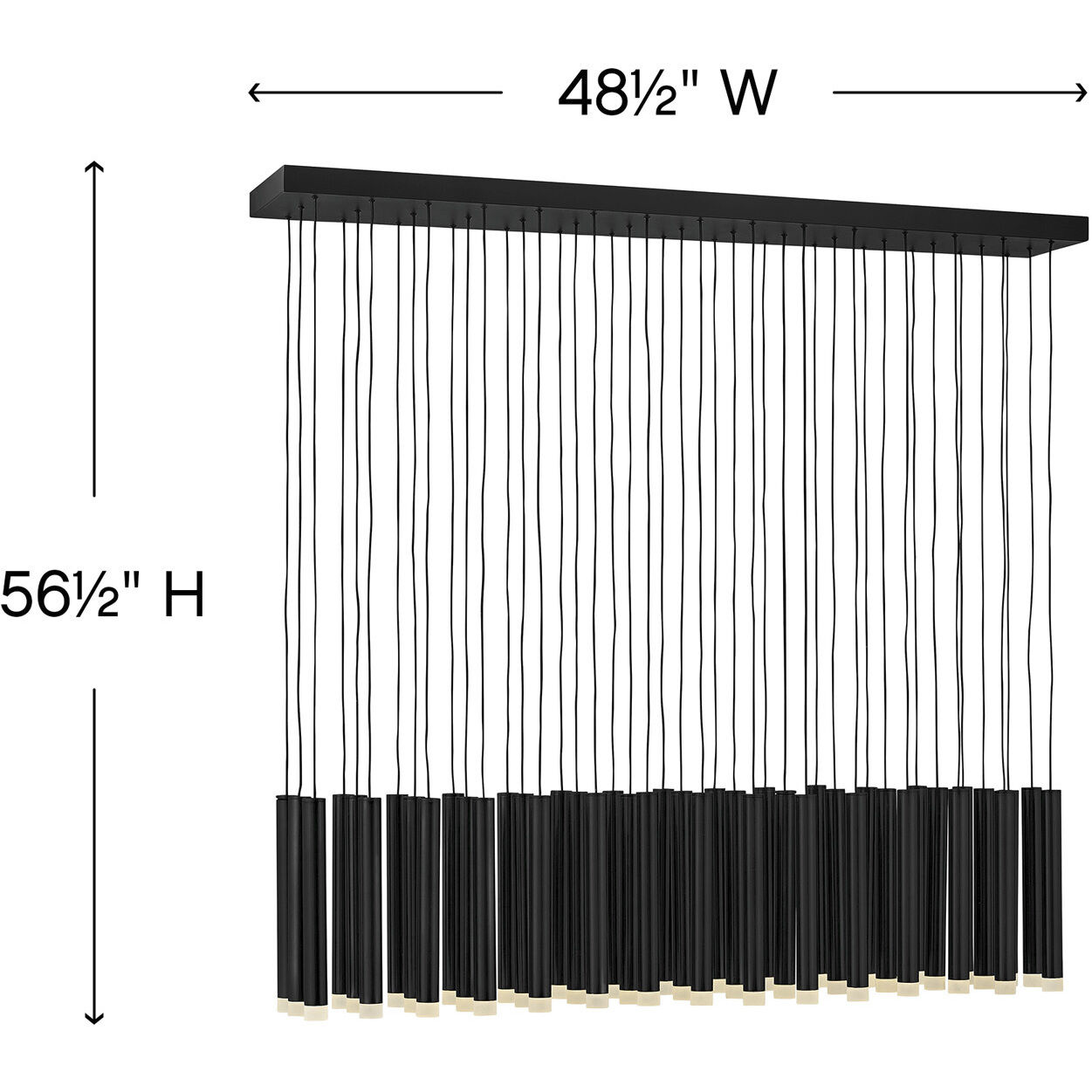 Harmony LED 48 inch Black Chandelier Ceiling Light, Linear & Oval