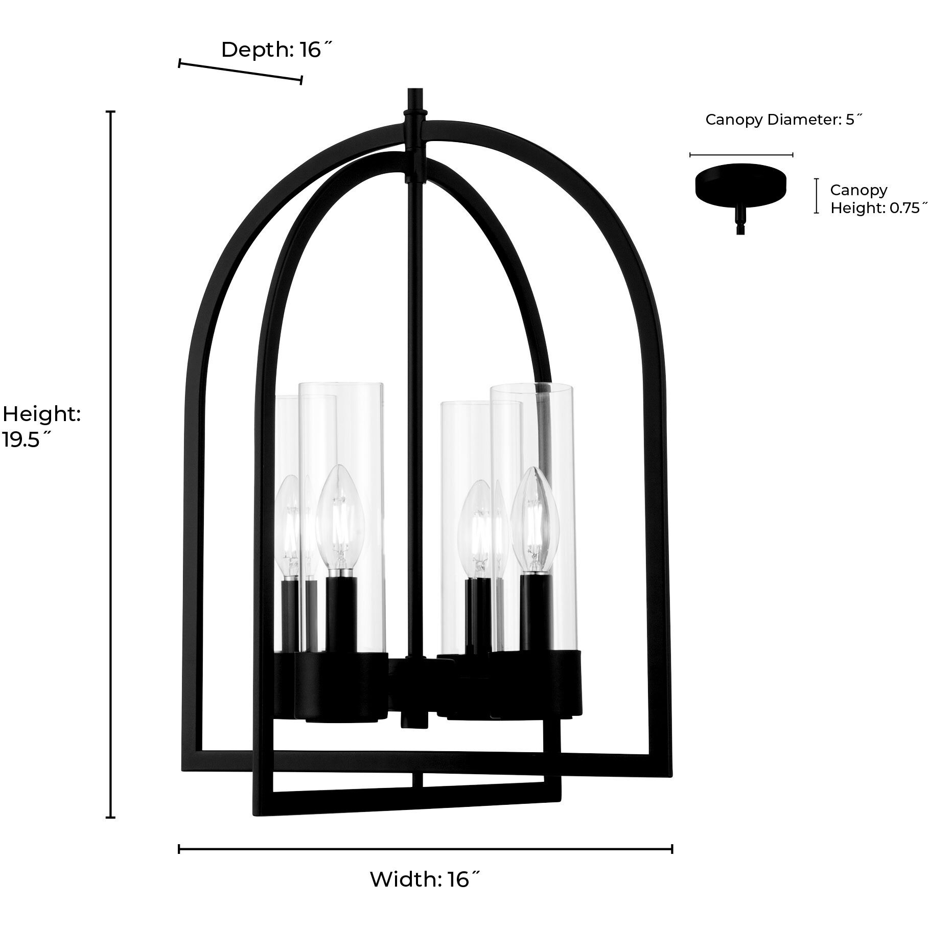 Evandrel 4 Light 16 inch Matte Black Pendant Ceiling Light